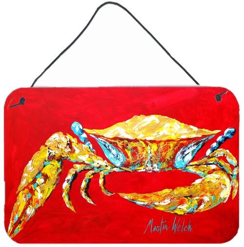 Crab Blue on Red, Sr Aluminium Metal Wall or Door Hanging Prints by Caroline's Treasures