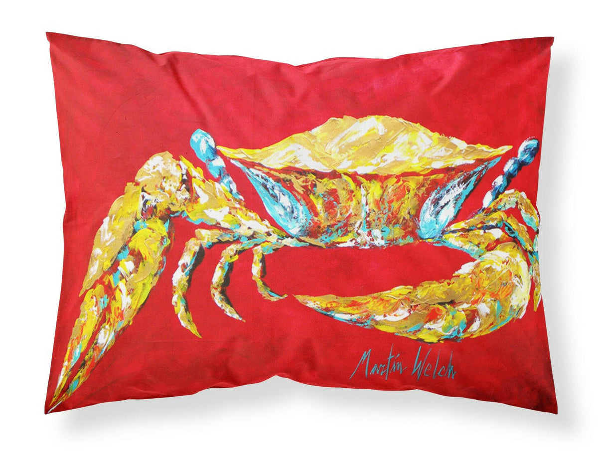 Crab Blue on Red, Sr. Moisture wicking Fabric standard pillowcase by Caroline&#39;s Treasures