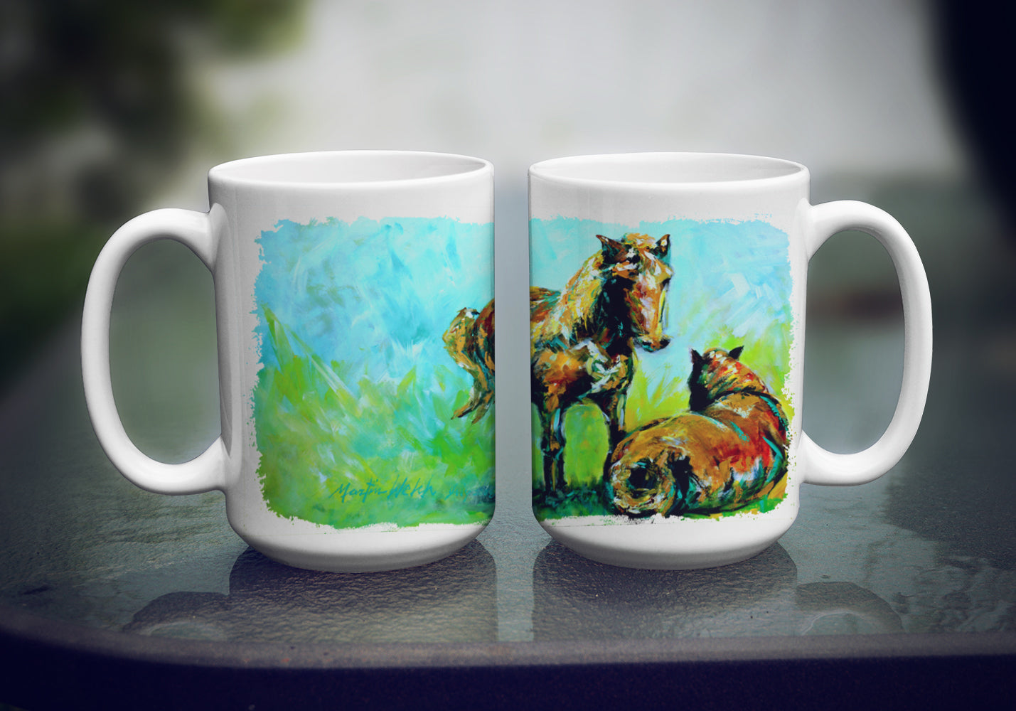 Horse Grazin Dishwasher Safe Microwavable Ceramic Coffee Mug 15 ounce MW1126CM15  the-store.com.