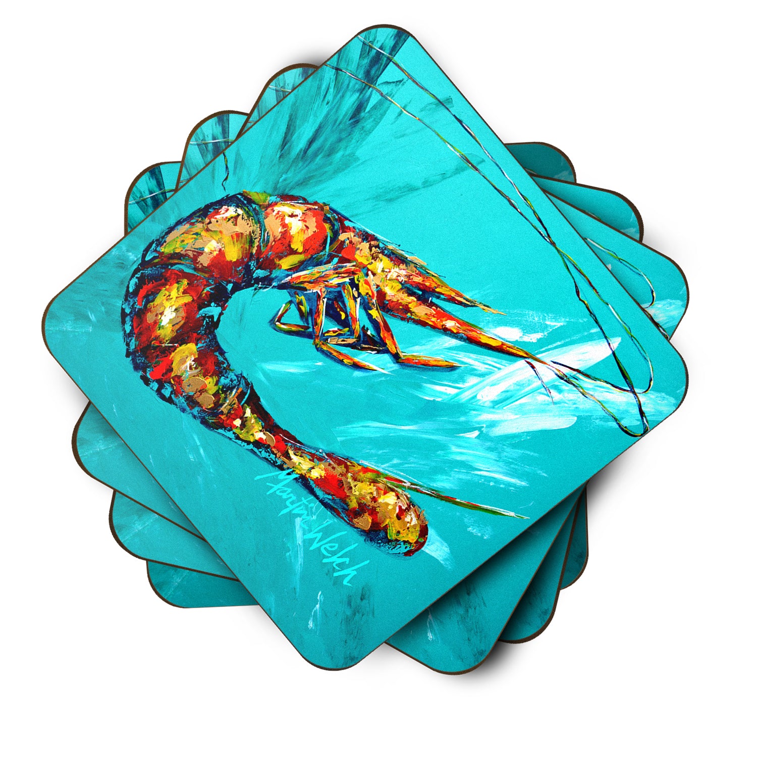 Set of 4 Shrimp Splish Splash Foam Coasters - the-store.com