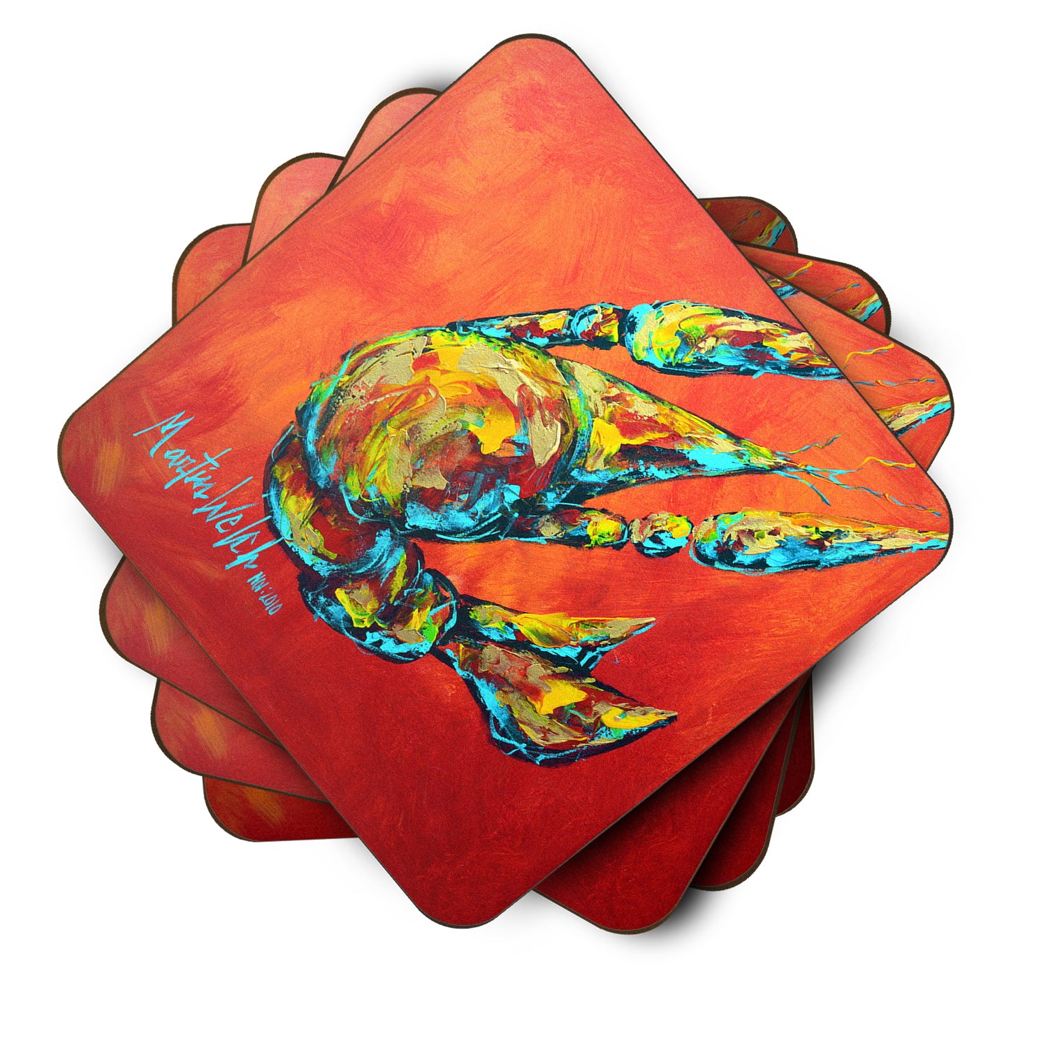 Set of 4 Crawfish Spicy Craw Foam Coasters - the-store.com