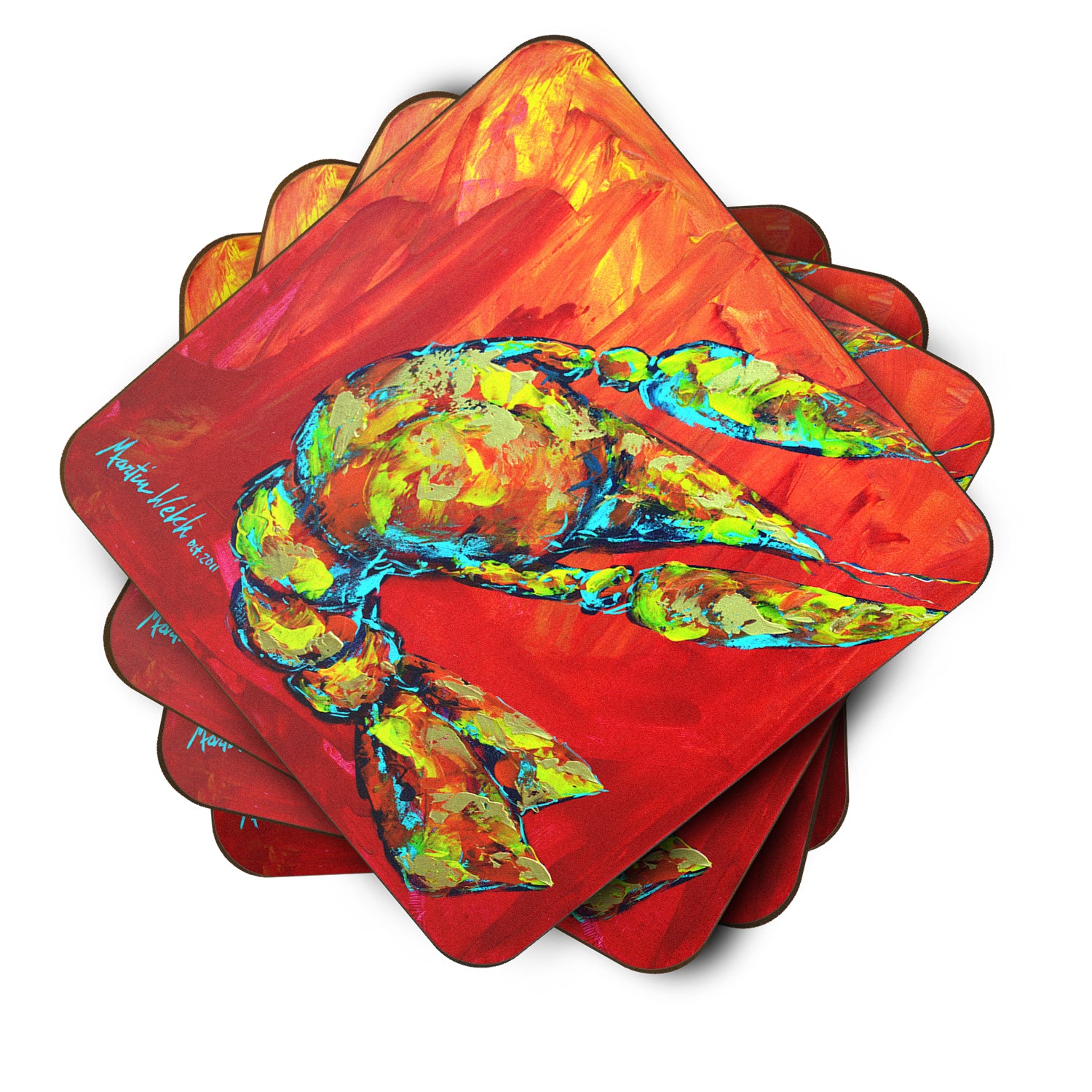 Set of 4 Crawfish Hot Craw Foam Coasters - the-store.com