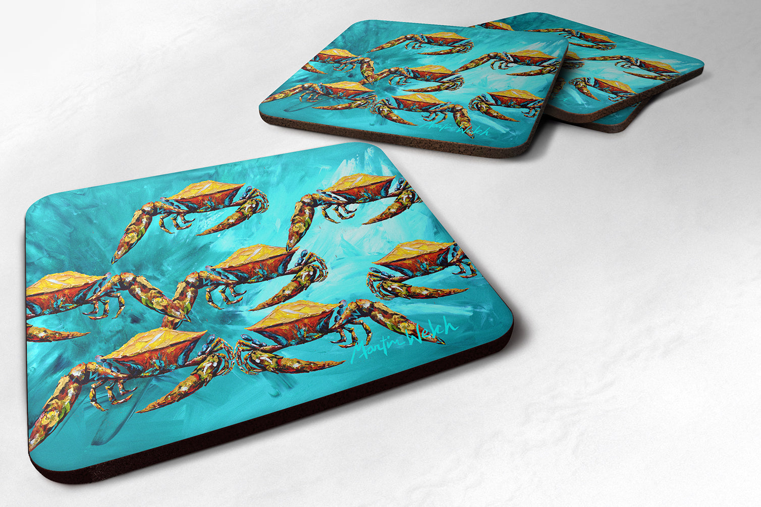 Set of 4 Crab Lotta Crabs Foam Coasters - the-store.com