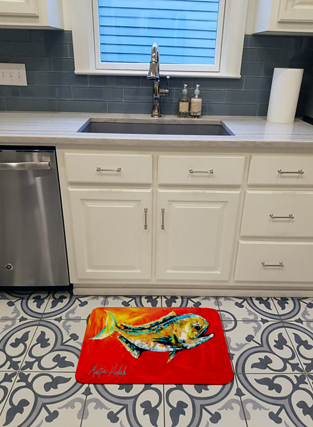 Danny Dolphin Fish Machine Washable Memory Foam Mat MW1156RUG - the-store.com