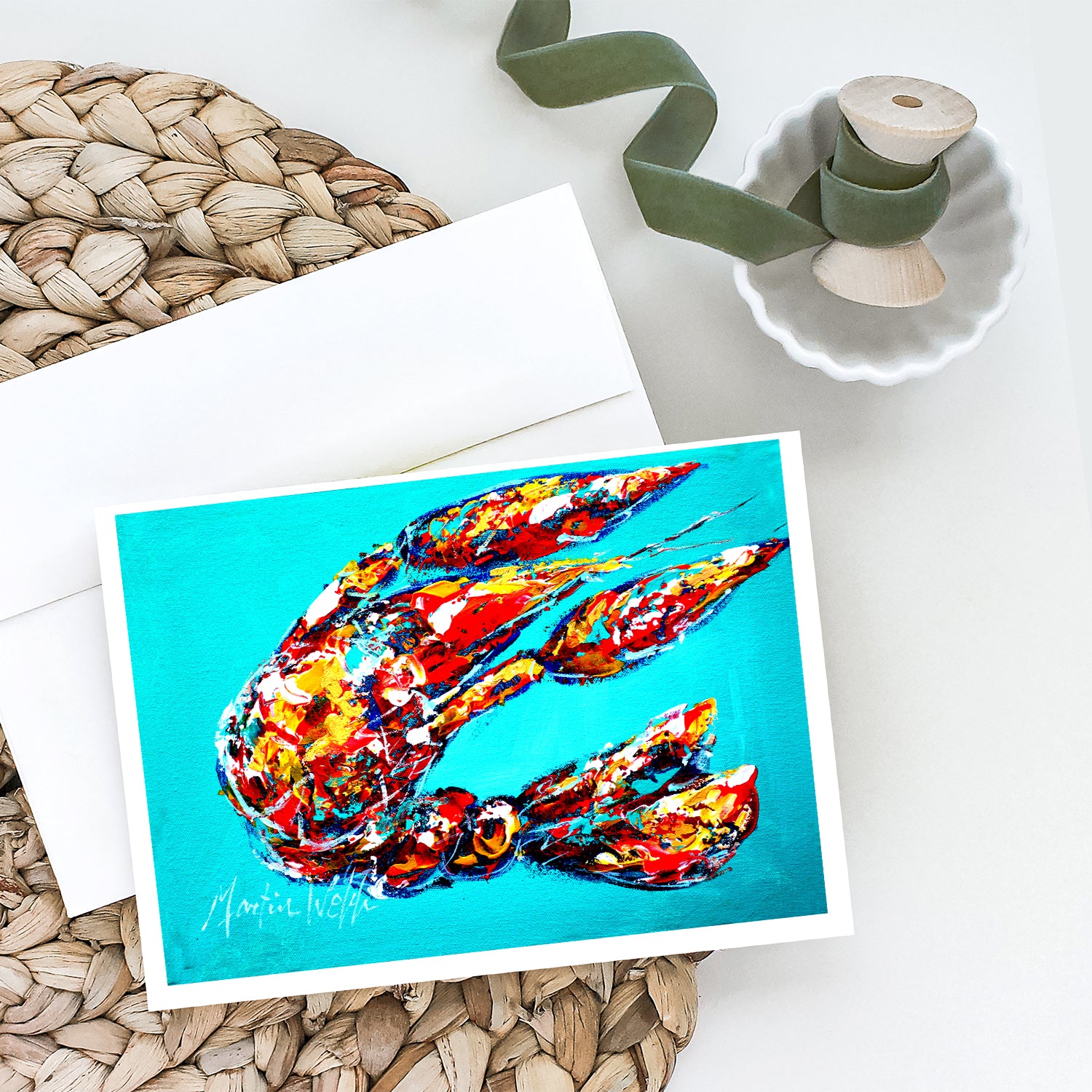 Buy this Lucy the Crawfish in blue Greeting Cards Pack of 8