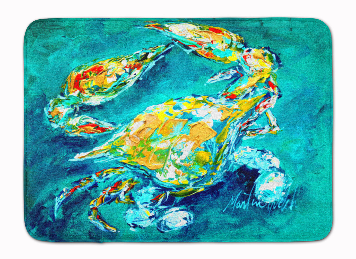 By Chance Crab in Aqua blue Machine Washable Memory Foam Mat MW1162RUG - the-store.com