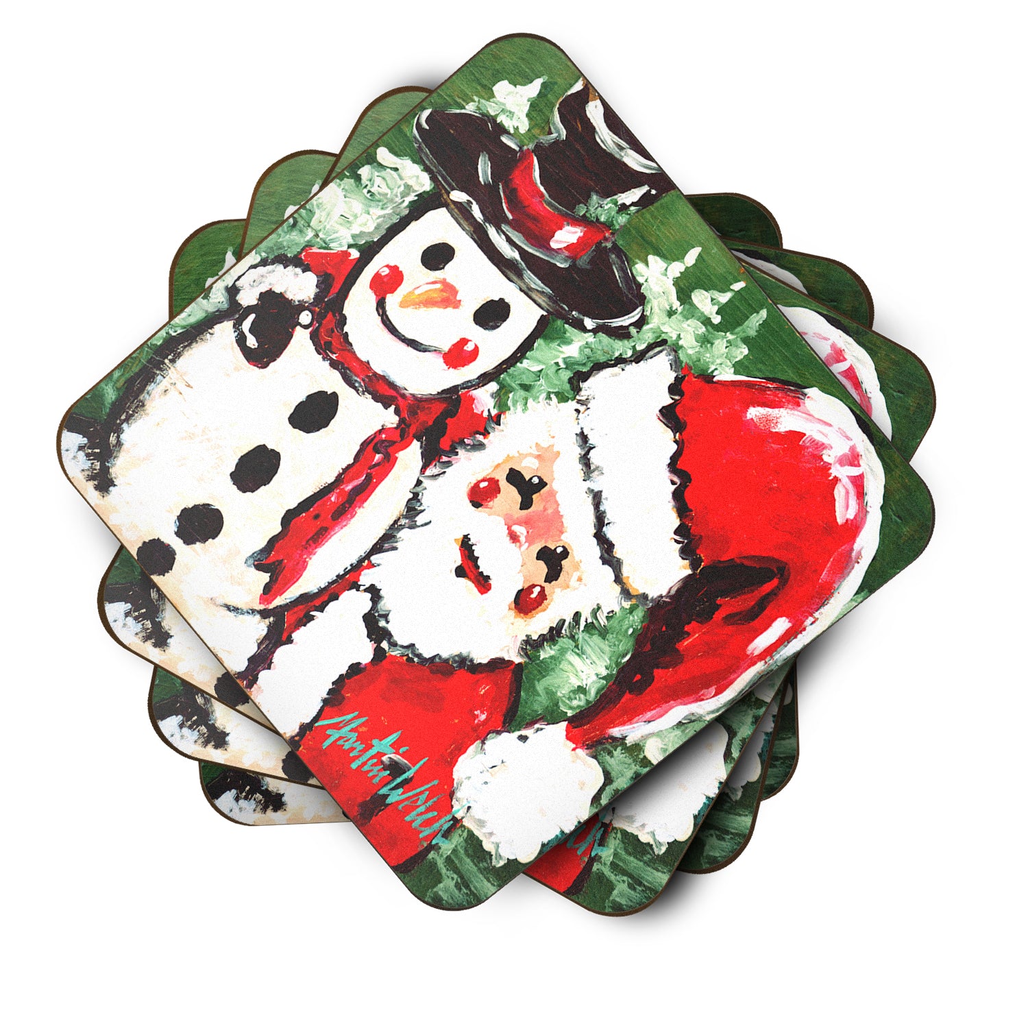 Friends Snowman and Santa Claus Foam Coaster MW1167FC - the-store.com