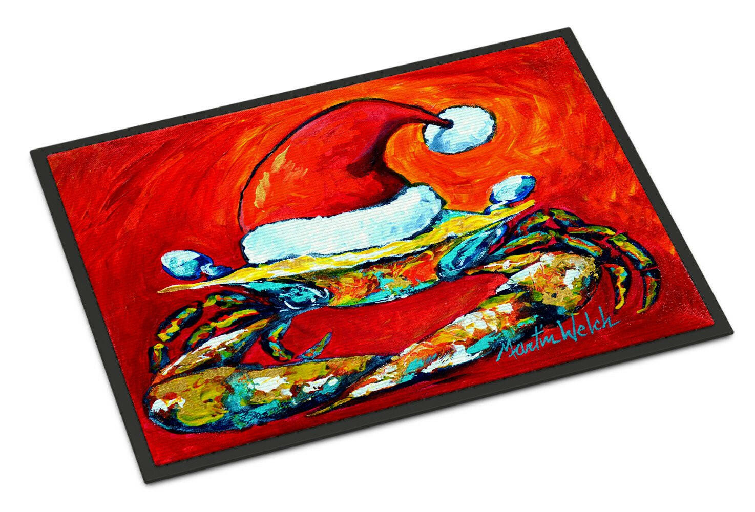 Crab in Santa Hat Santa Claws Indoor or Outdoor Mat 24x36 MW1169JMAT - the-store.com