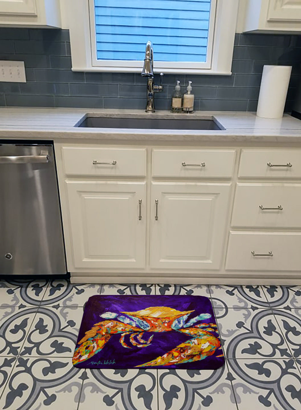 The Right Stuff Crab in Purple Machine Washable Memory Foam Mat MW1172RUG - the-store.com