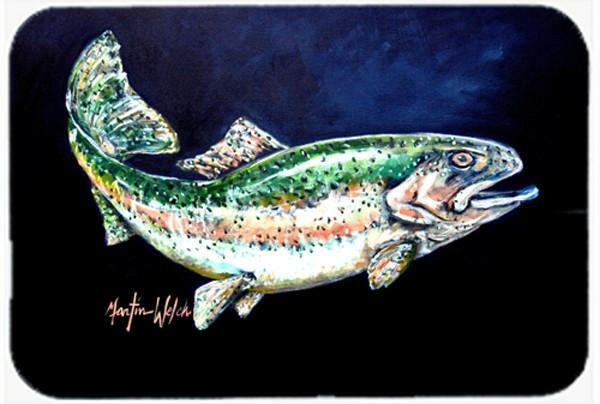 Deep Blue Rainbow Trout Glass Cutting Board Large MW1213LCB by Caroline&#39;s Treasures