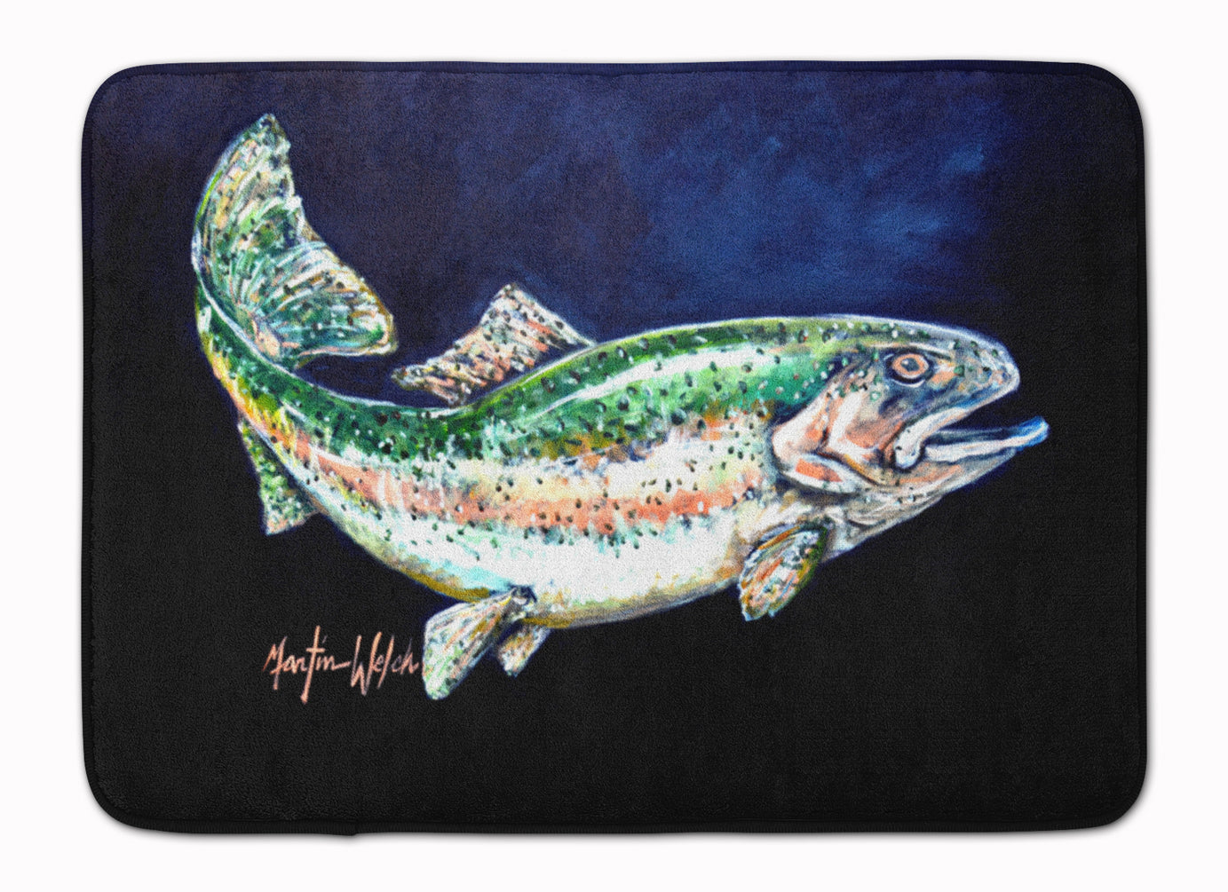 Deep Blue Rainbow Trout Machine Washable Memory Foam Mat MW1213RUG - the-store.com