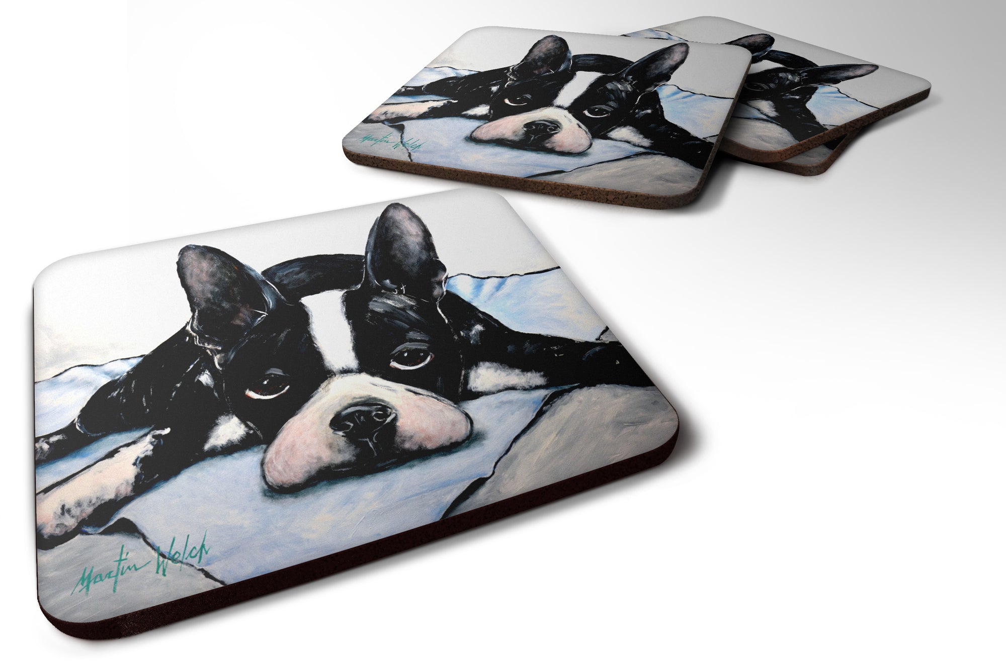 Boston Terrier Jake Dog Tired Foam Coaster MW1241FC - the-store.com