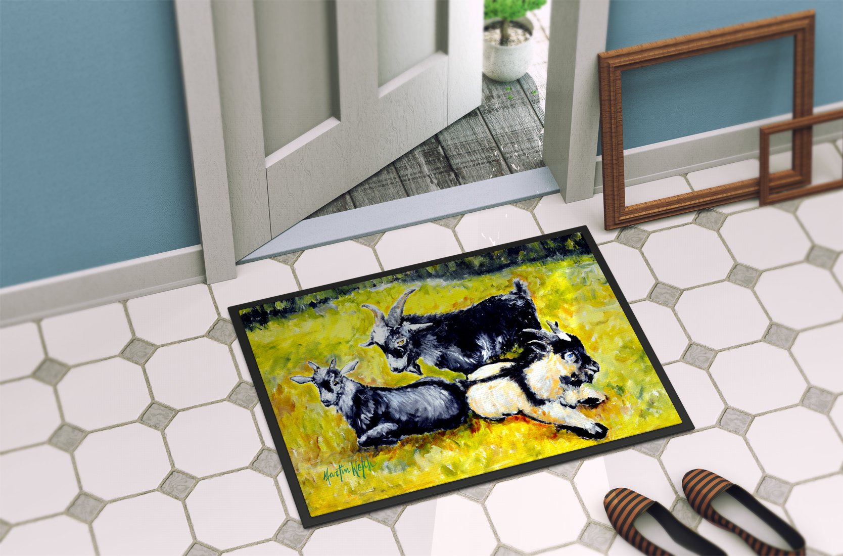 Three Goats Indoor or Outdoor Mat 24x36 MW1266JMAT by Caroline's Treasures