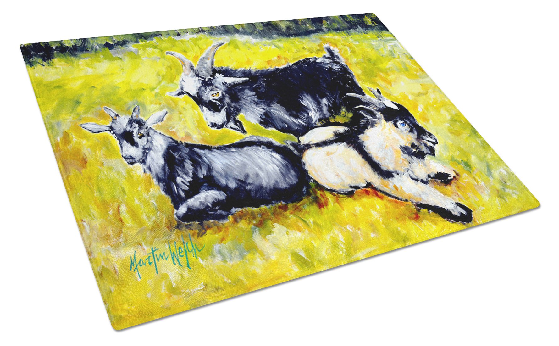 Three Goats Glass Cutting Board Large MW1266LCB by Caroline's Treasures