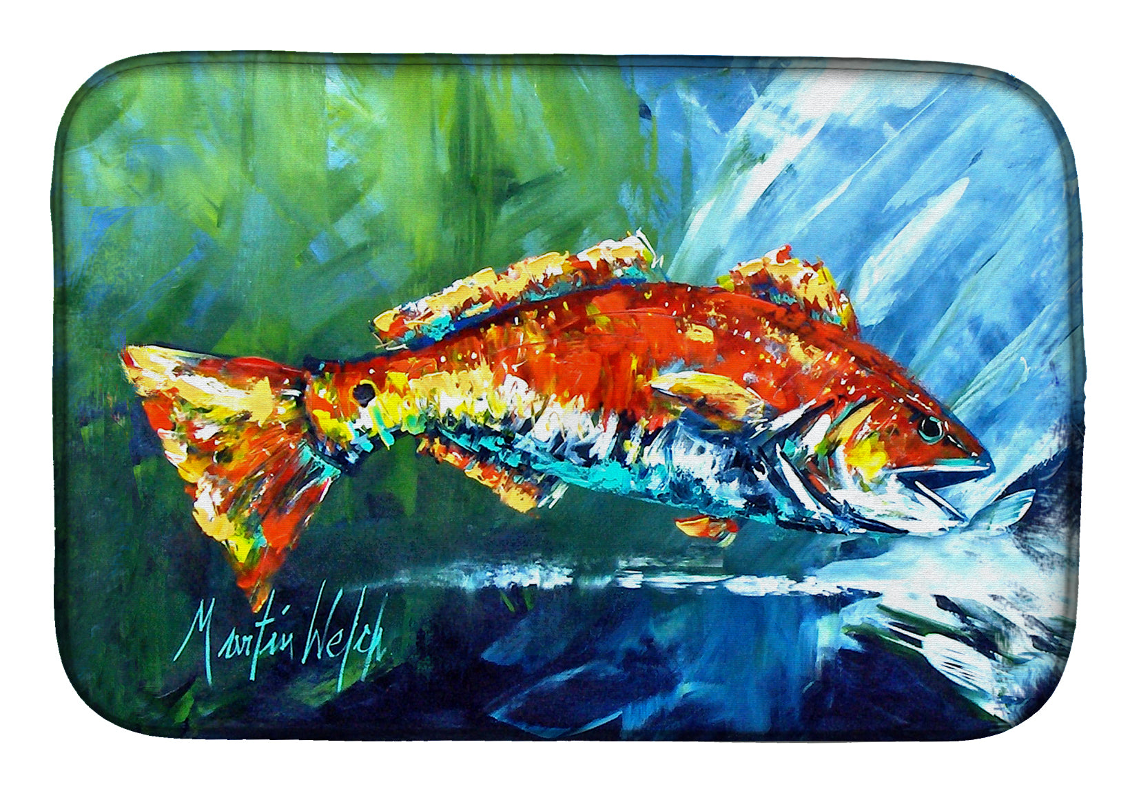 Break Through Red Fish Dish Drying Mat MW1270DDM  the-store.com.