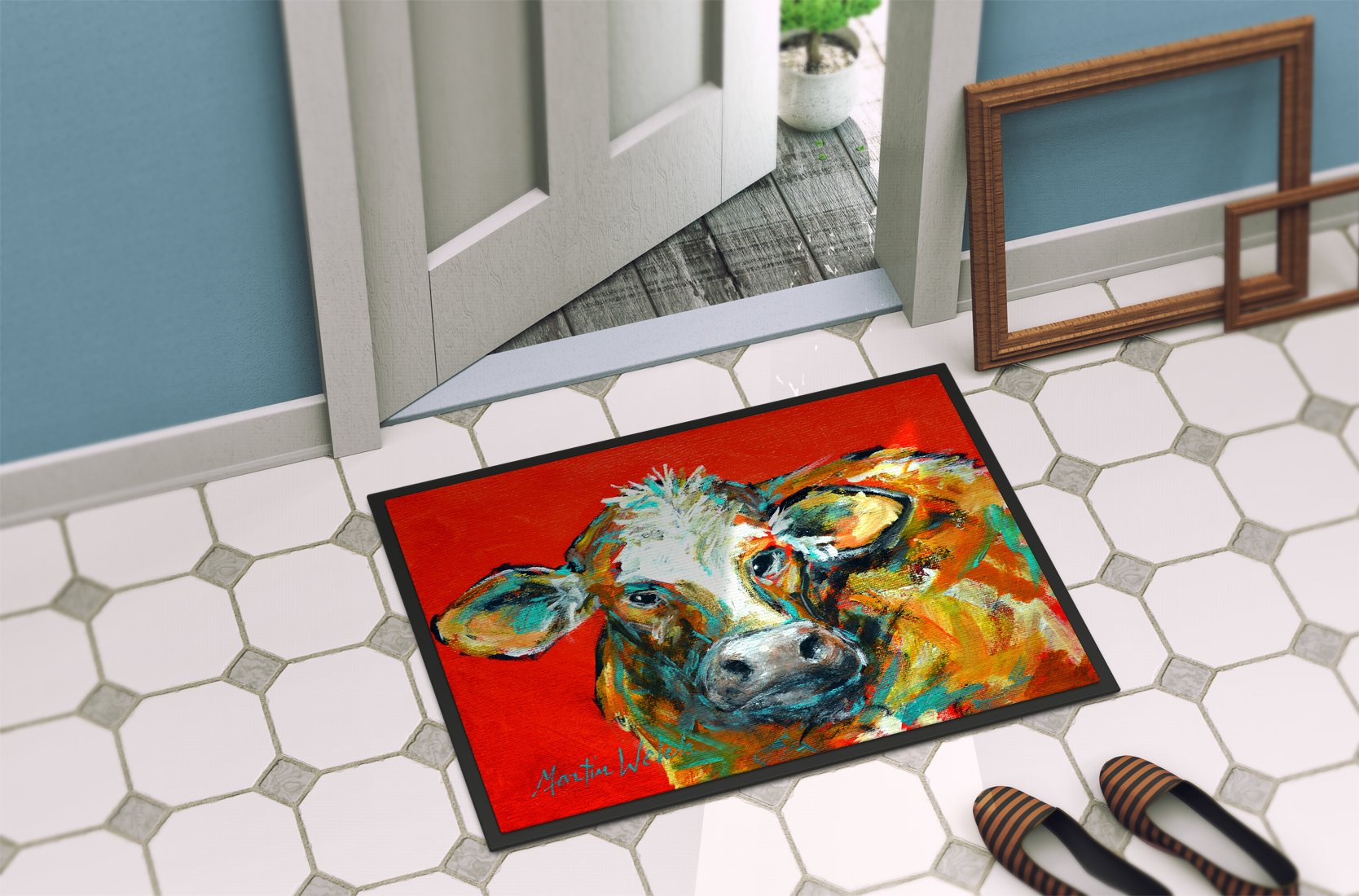 Caught Red Handed Cow Indoor or Outdoor Mat 24x36 MW1272JMAT by Caroline's Treasures