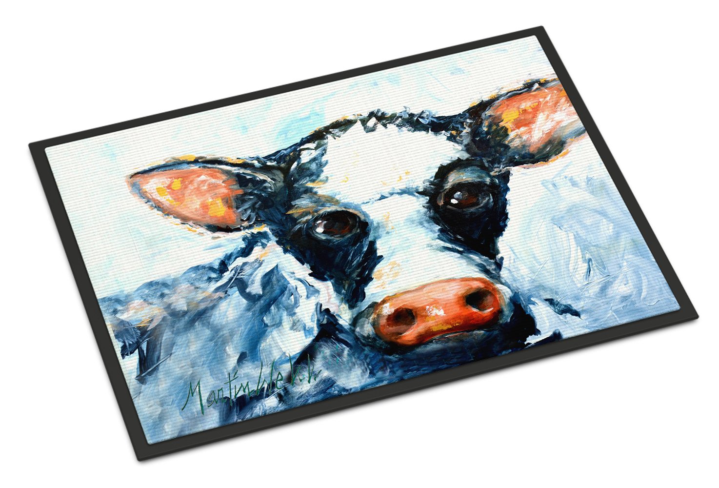 Cow Lick Black and White Cow Indoor or Outdoor Mat 24x36 MW1273JMAT by Caroline's Treasures