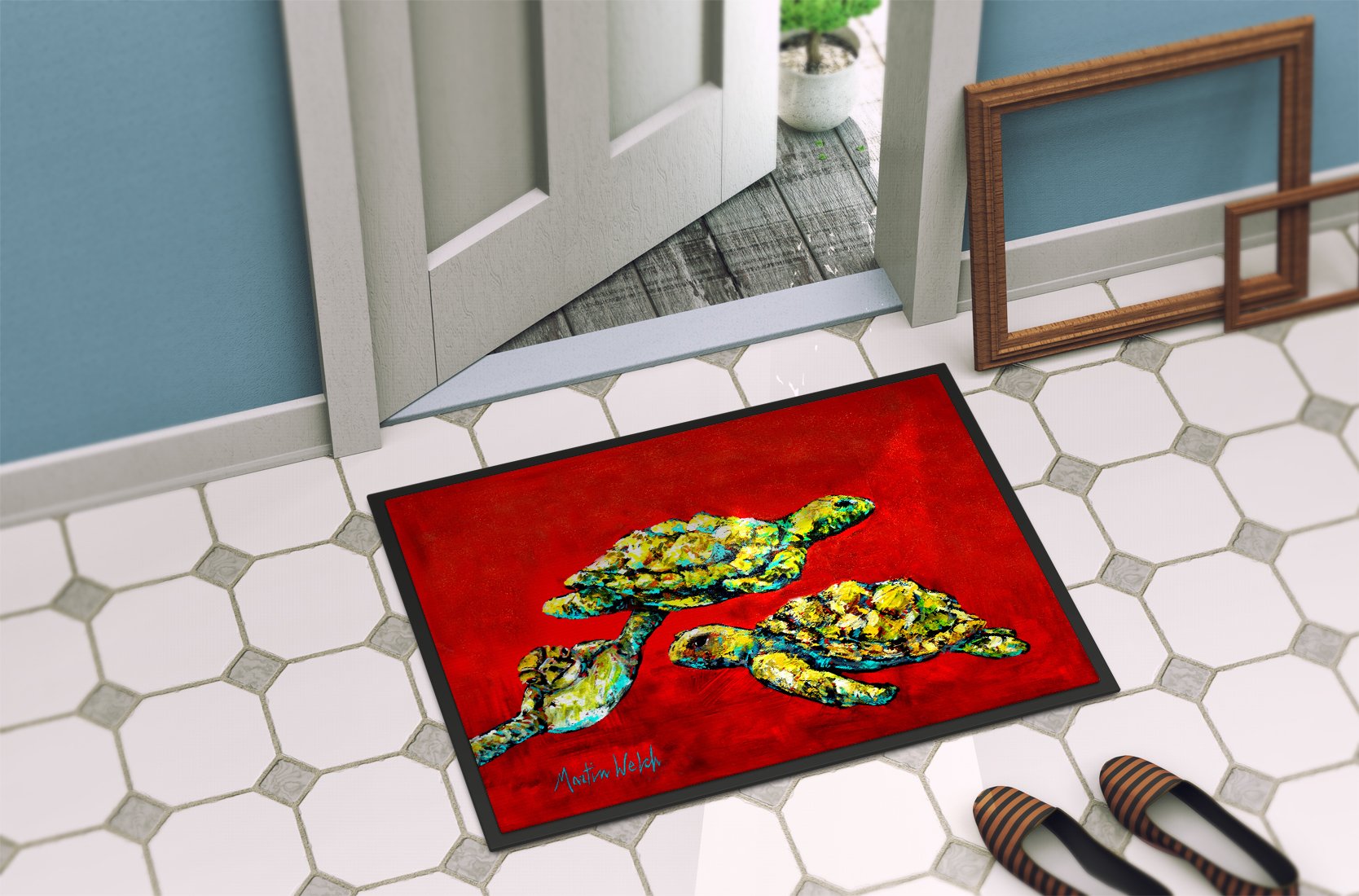 Drifting Home Turtles Indoor or Outdoor Mat 24x36 MW1274JMAT by Caroline's Treasures