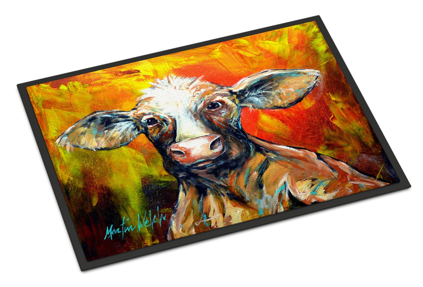 Happy Cow Indoor or Outdoor Mat 24x36 MW1277JMAT by Caroline's Treasures