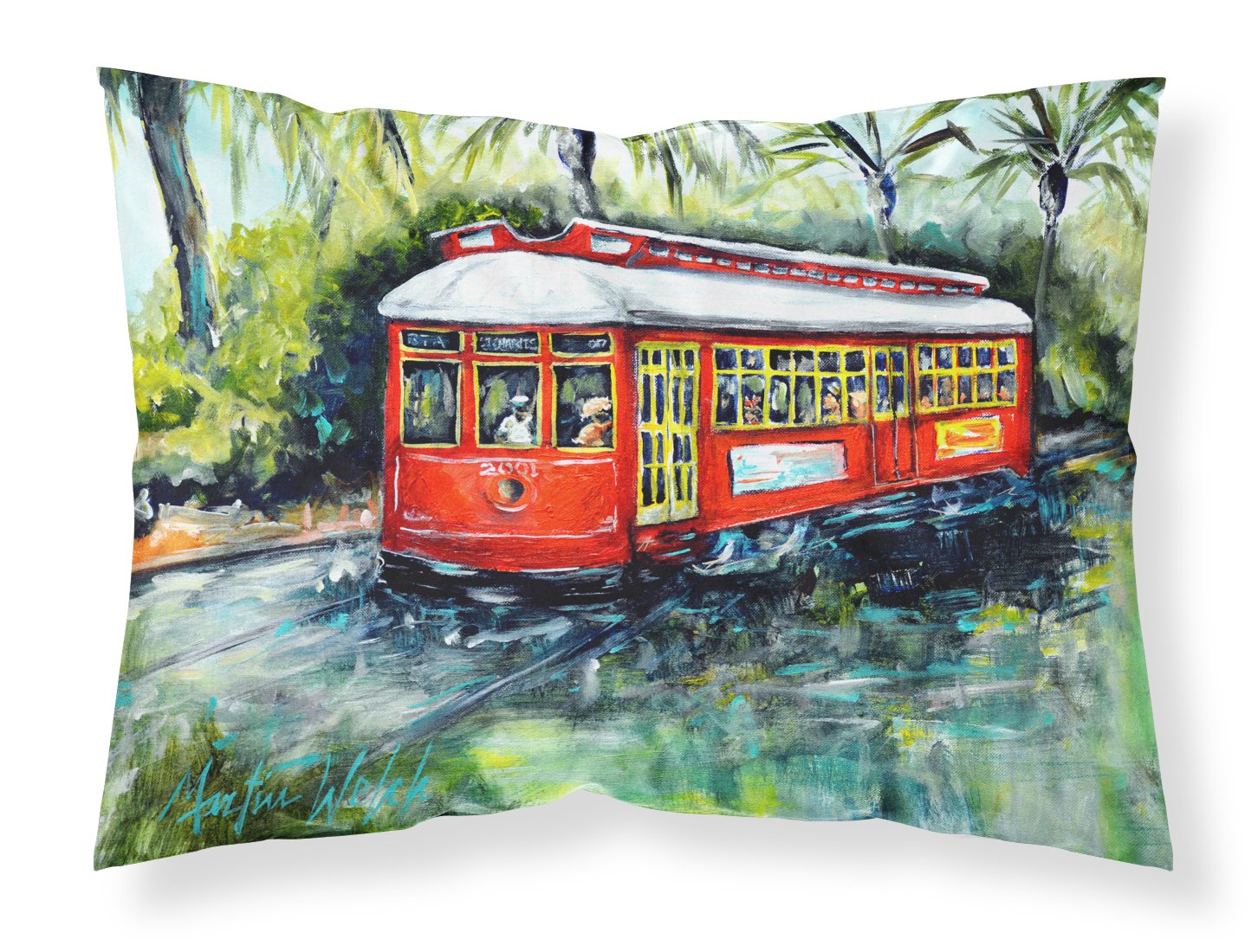 Little Red Street Car Fabric Standard Pillowcase MW1278PILLOWCASE by Caroline's Treasures