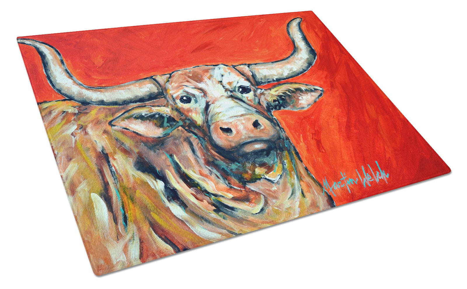 See Red Longhorn Cow Glass Cutting Board Large MW1281LCB by Caroline's Treasures