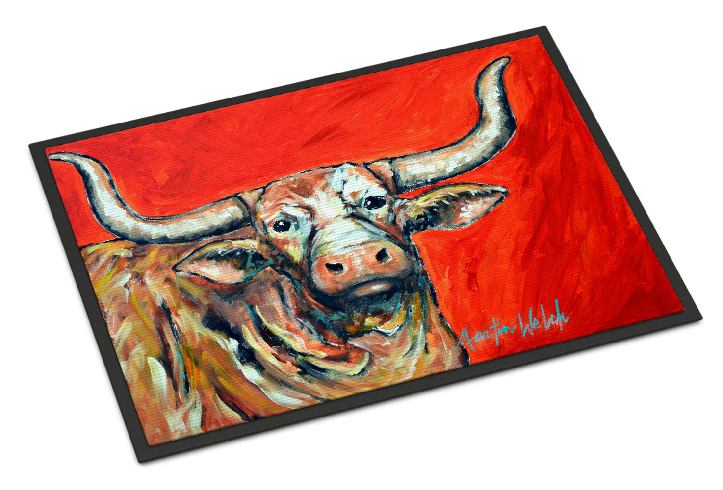 See Red Longhorn Cow Indoor or Outdoor Mat 18x27 MW1281MAT - the-store.com