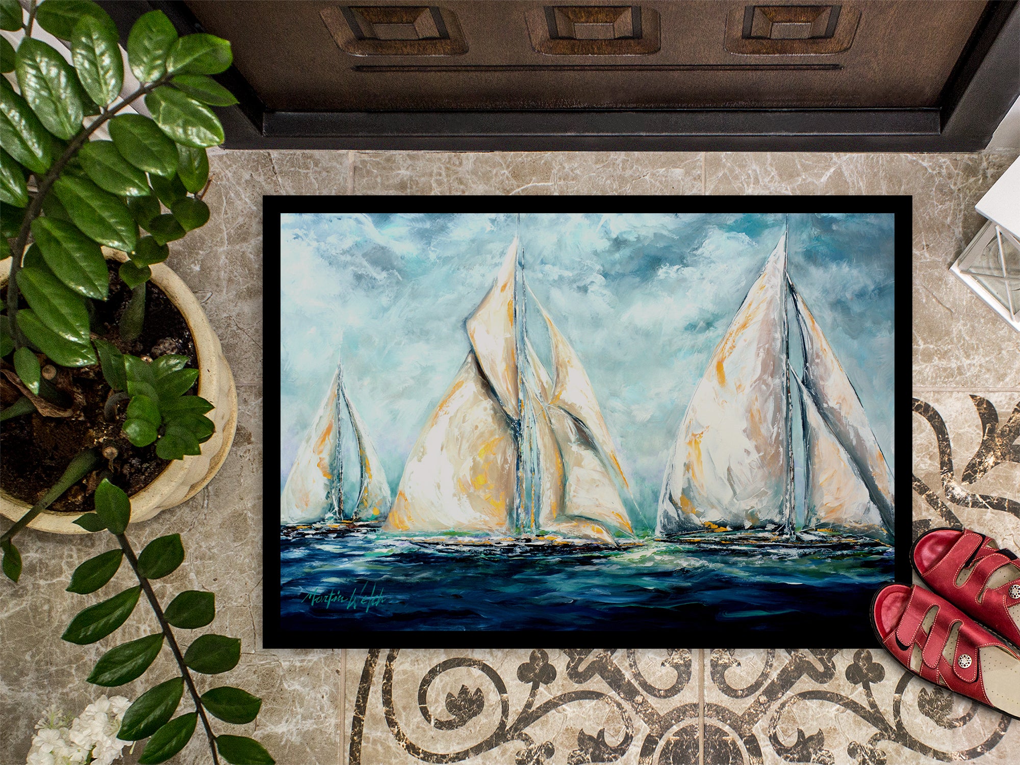 The Last Mile Sail boats Indoor or Outdoor Mat 18x27 MW1283MAT - the-store.com