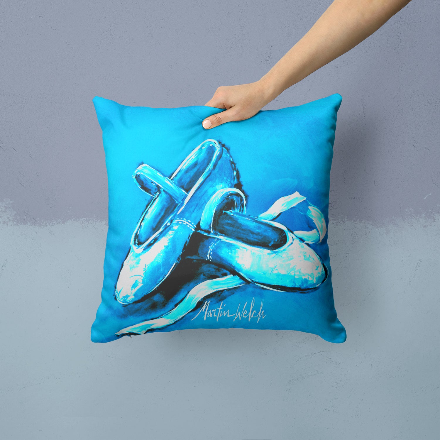 Ballet Shoes Aqua Blue Fabric Decorative Pillow MW1303PW1414 - the-store.com