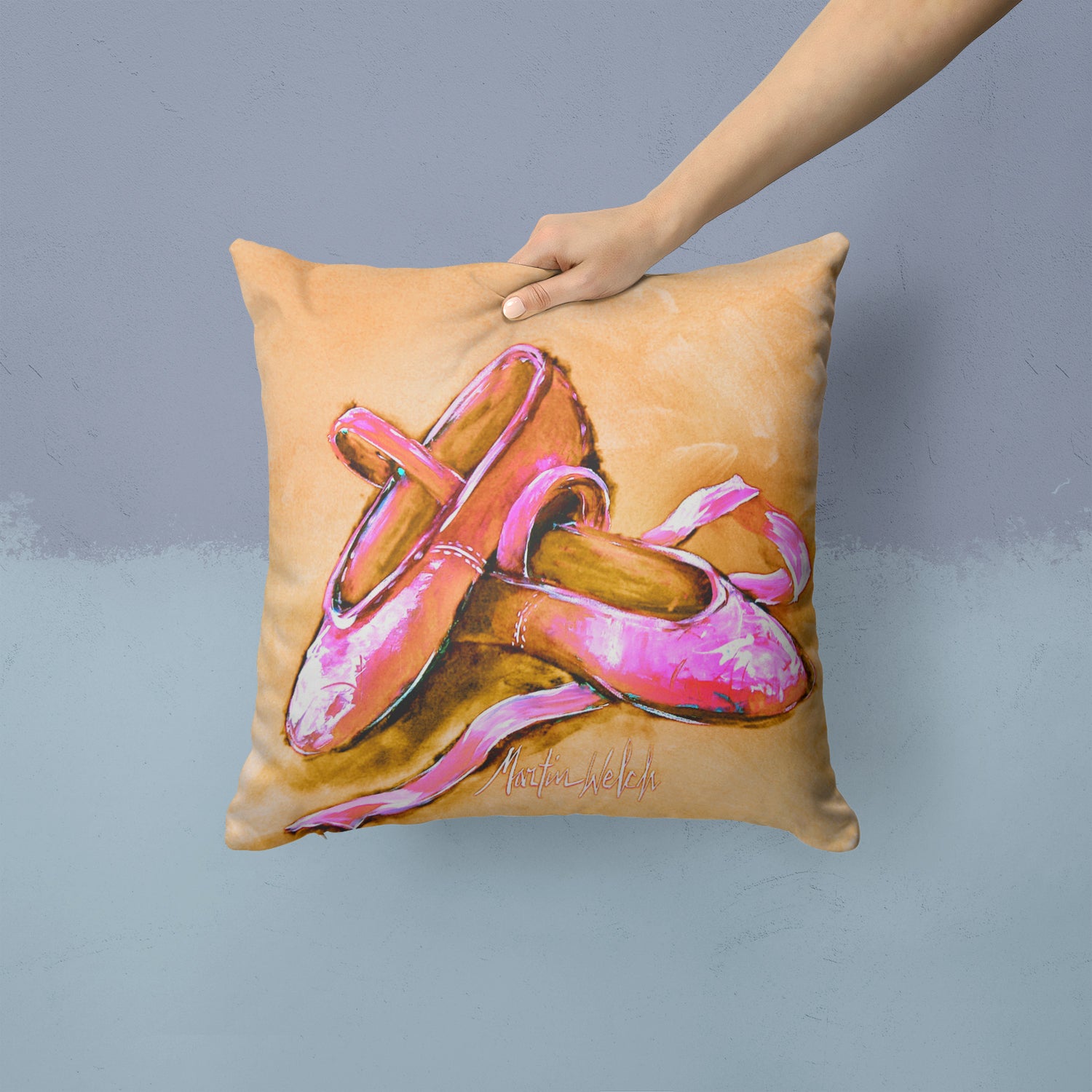 Ballet Shoes Brown and Pink Fabric Decorative Pillow MW1304PW1414 - the-store.com