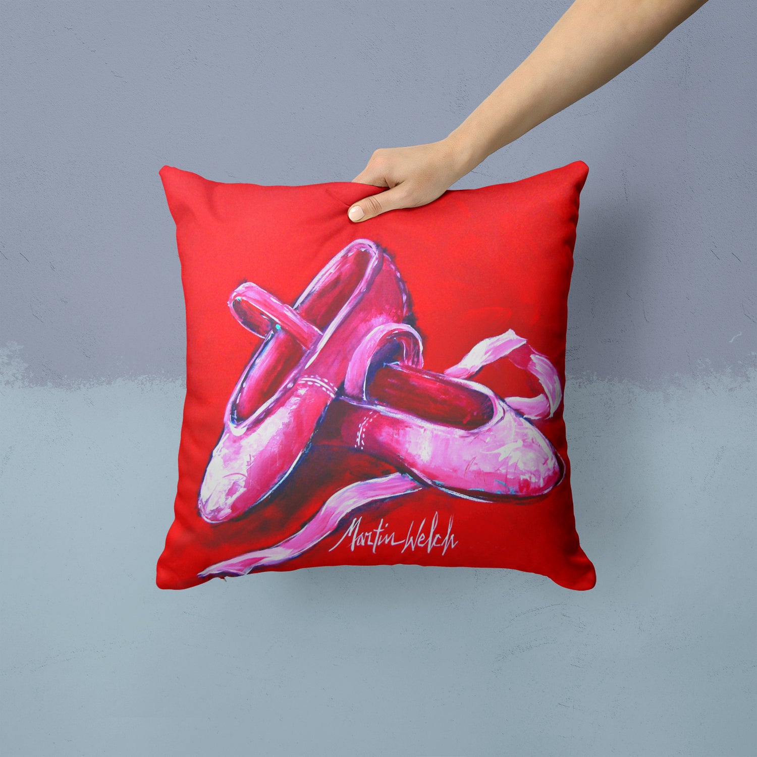 Ballet Shoes Red Fabric Decorative Pillow MW1306PW1414 - the-store.com