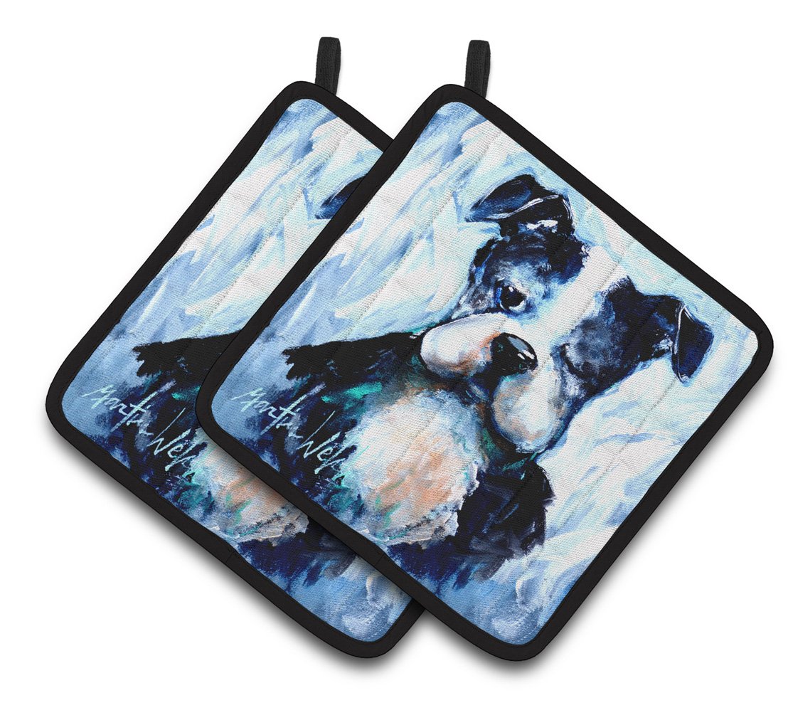 Boston Terrier Boston Tuff Pair of Pot Holders MW1311PTHD by Caroline&#39;s Treasures