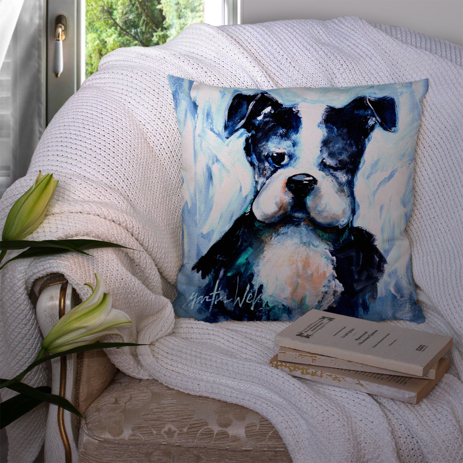 Boston Terrier Boston Tuff Fabric Decorative Pillow MW1311PW1414 - the-store.com