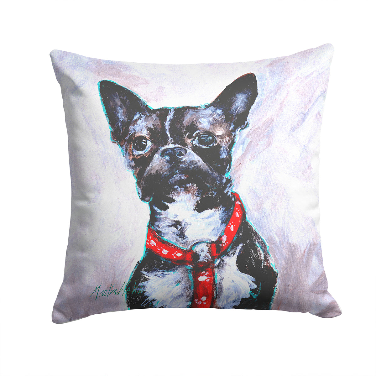 Boston Terrier Brindle Ziggy Fabric Decorative Pillow MW1312PW1414 - the-store.com