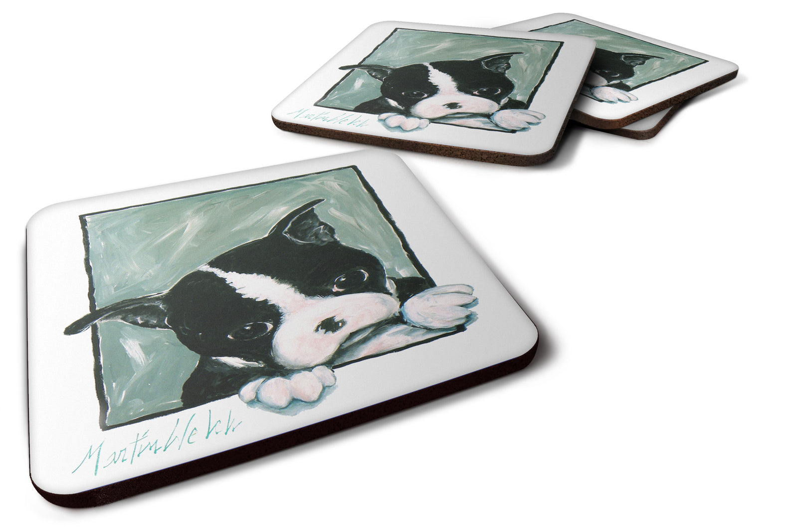 Boston Terrier Don't Leave Me Foam Coaster Set of 4 MW1313FC - the-store.com