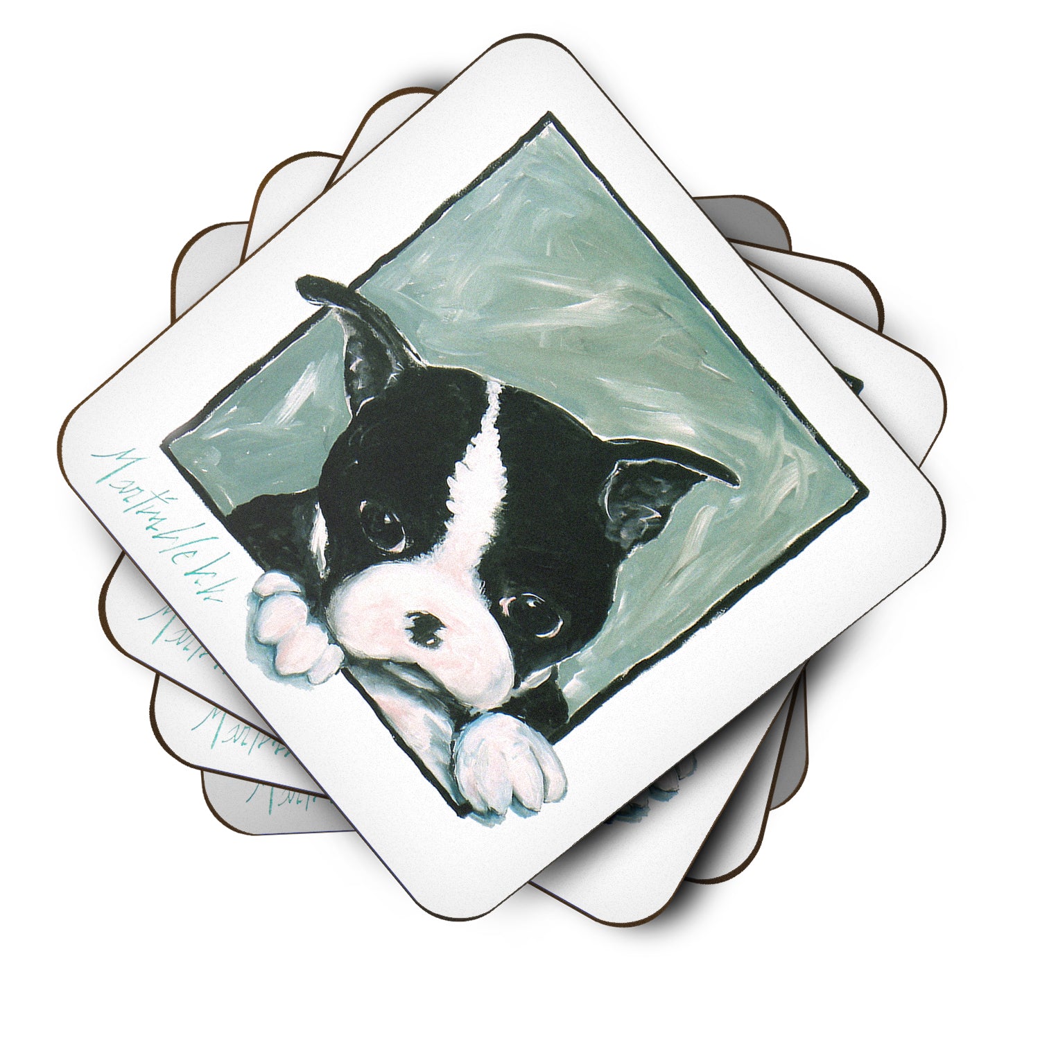 Boston Terrier Don't Leave Me Foam Coaster Set of 4 MW1313FC - the-store.com