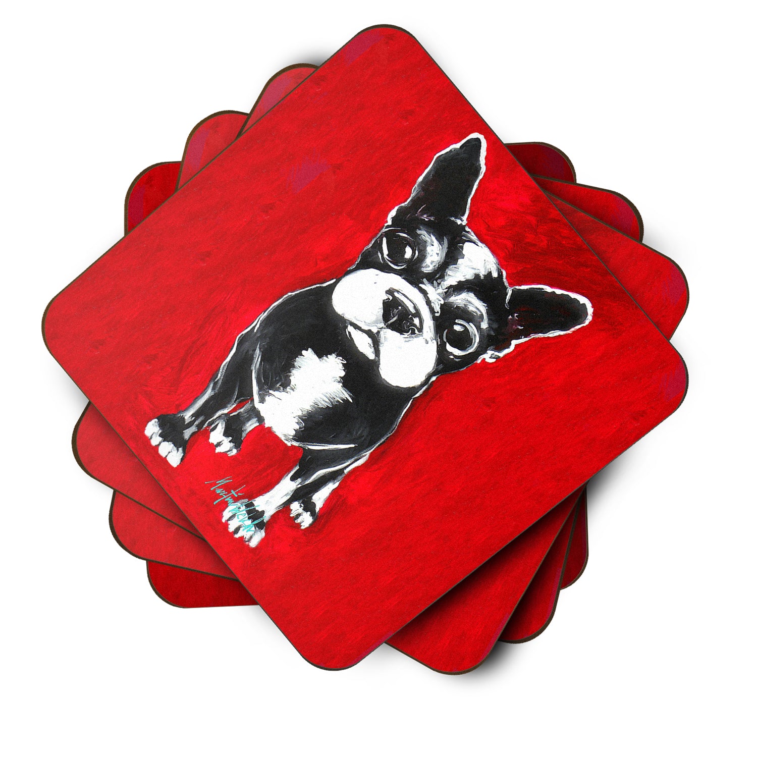 Boston Terrier Runt Foam Coaster Set of 4 MW1314FC - the-store.com