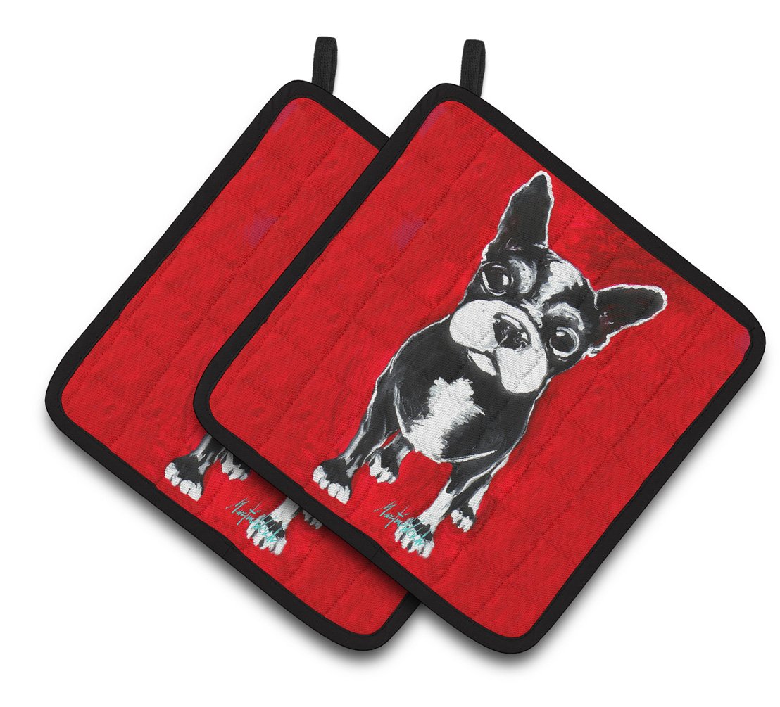 Boston Terrier Runt Pair of Pot Holders MW1314PTHD by Caroline&#39;s Treasures