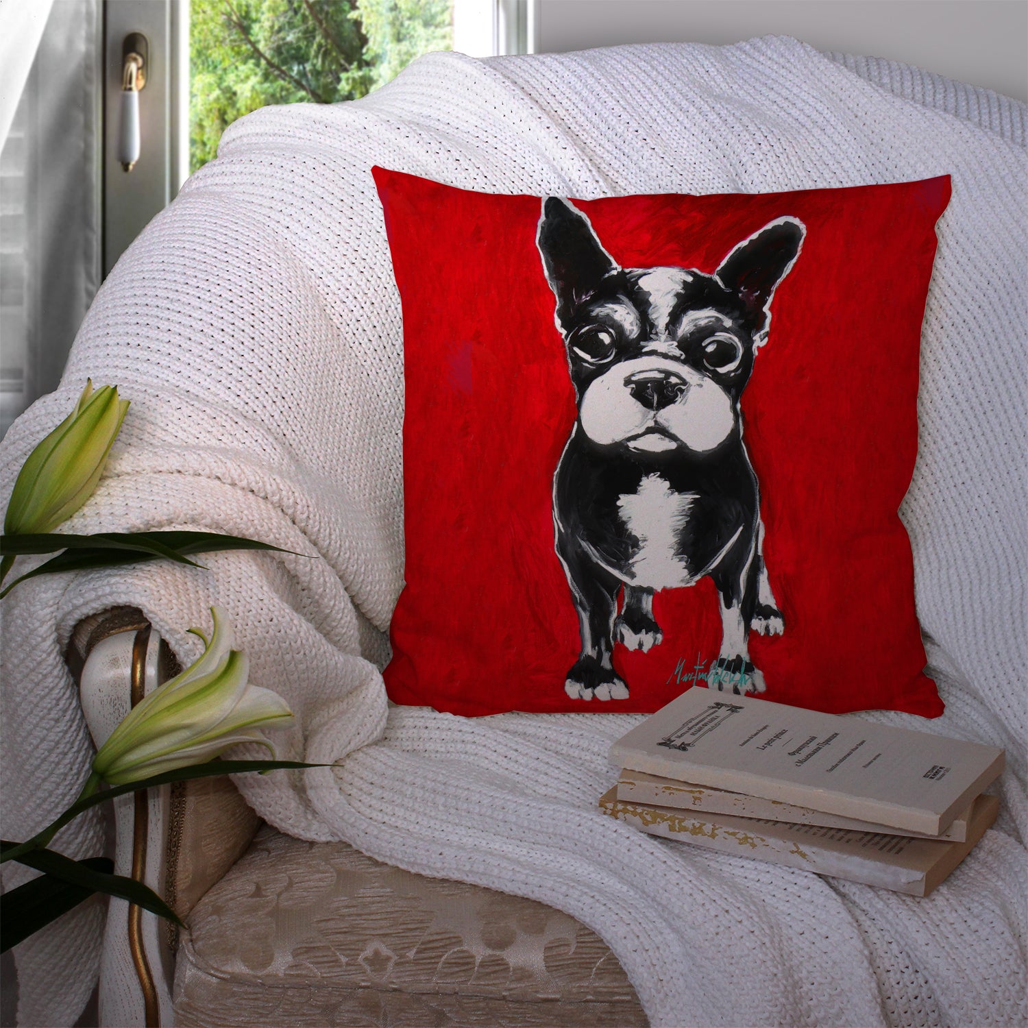 Boston Terrier Runt Fabric Decorative Pillow MW1314PW1414 - the-store.com