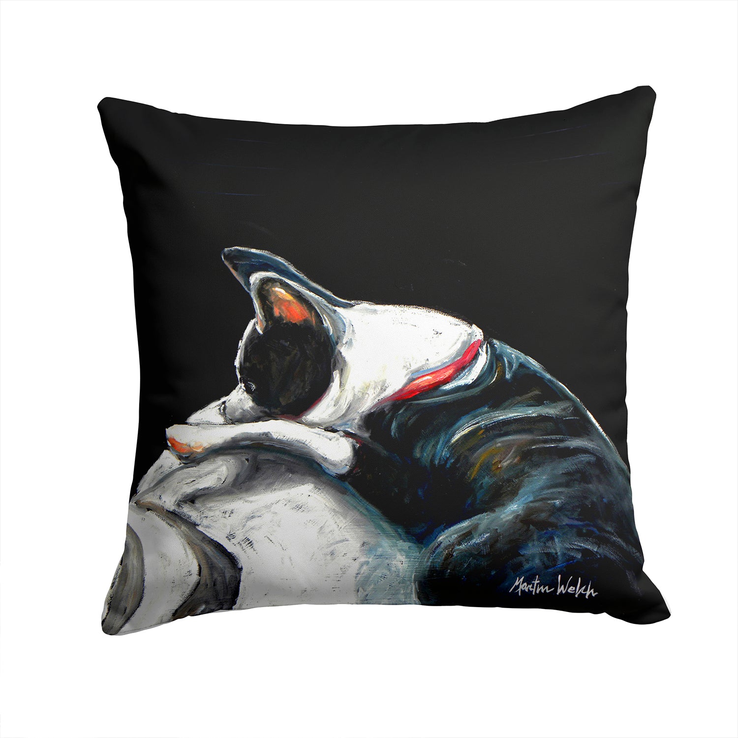 Boston Terrier Spot in the Sun Fabric Decorative Pillow MW1315PW1414 - the-store.com