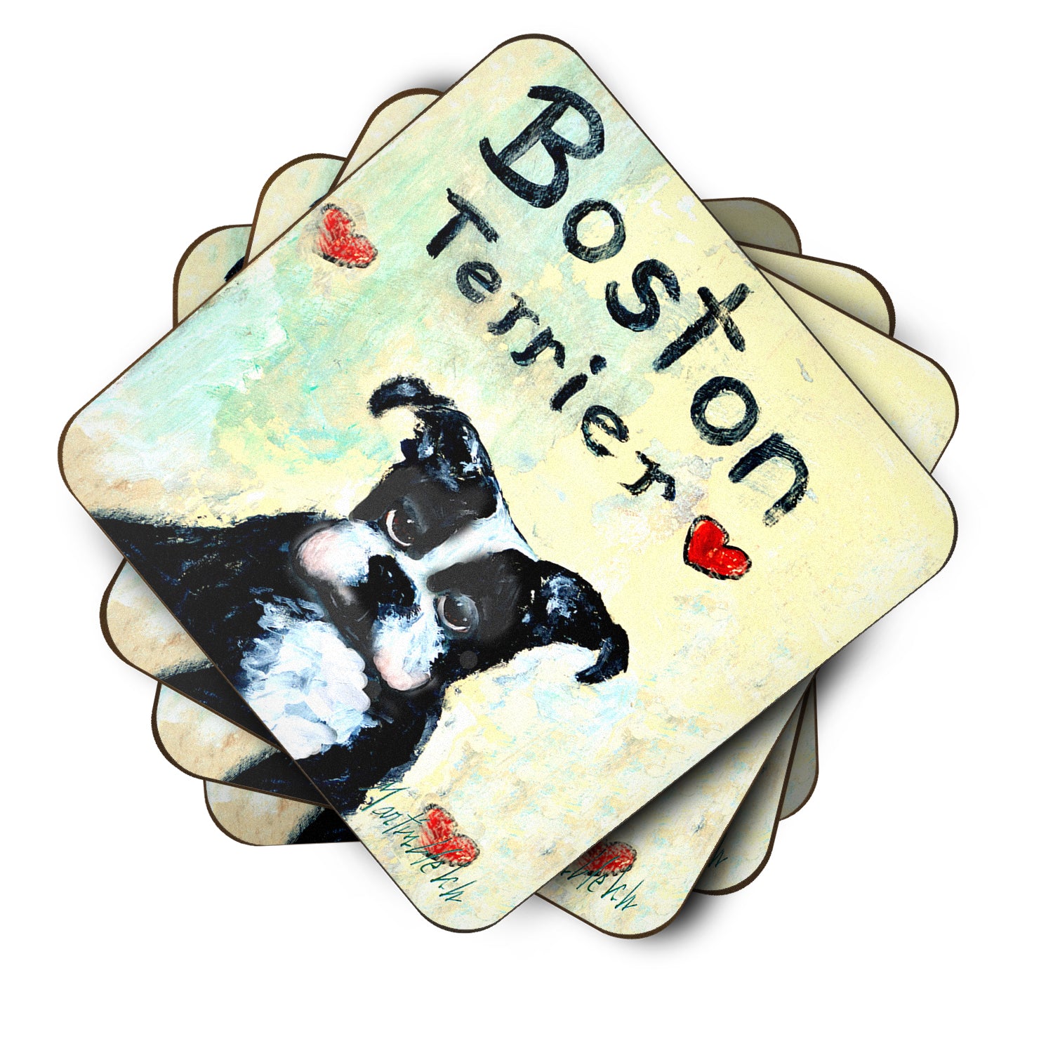 Boston Terrier Where's my Bibb Foam Coaster Set of 4 MW1316FC - the-store.com