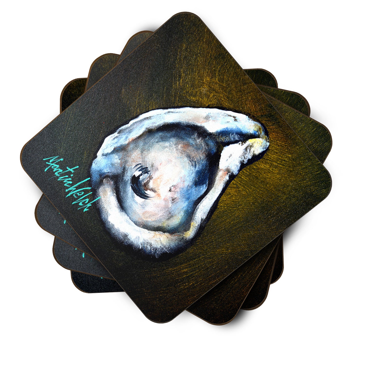 Brown Eye Oyster Foam Coaster Set of 4 MW1317FC - the-store.com