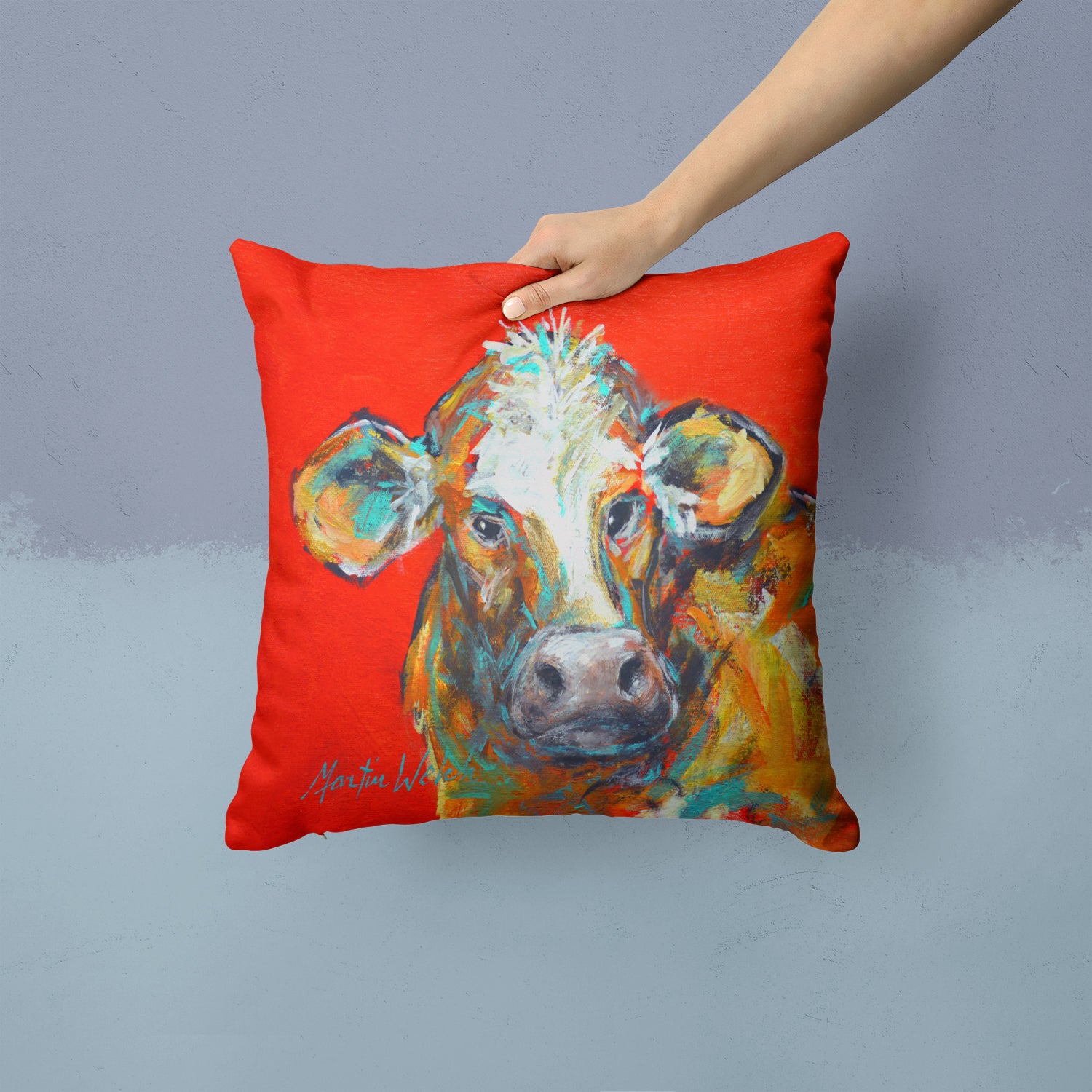 Cow Caught Red Handed Too Fabric Decorative Pillow MW1319PW1414 - the-store.com