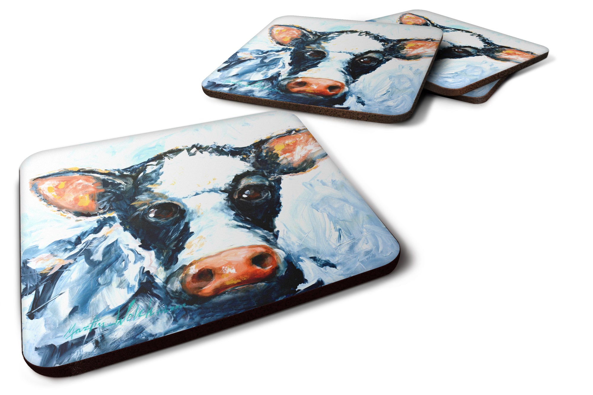 Cow Lick Foam Coaster Set of 4 MW1320FC - the-store.com