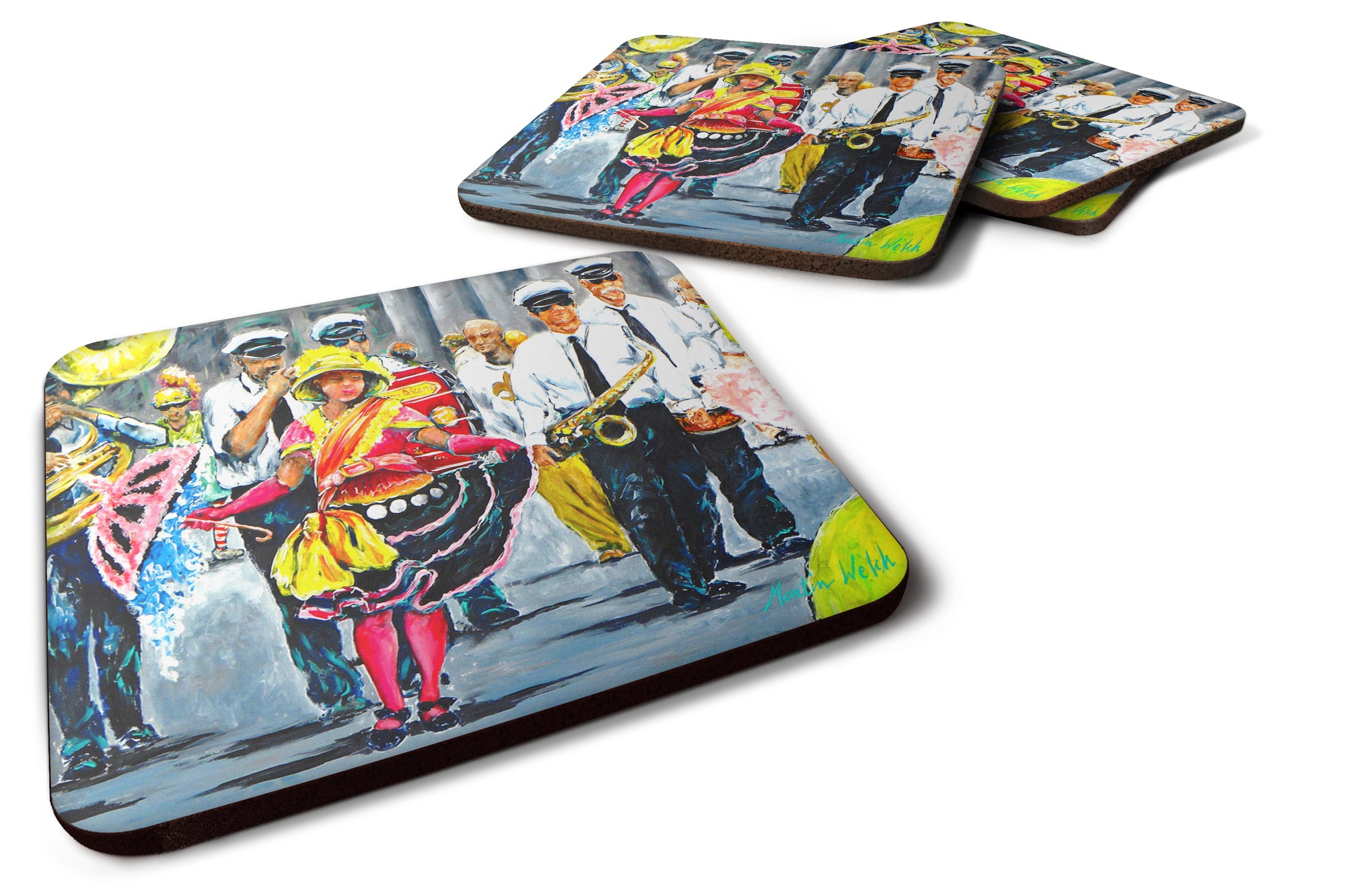 Mardi Gras Dancin' in the Street Foam Coaster Set of 4 MW1324FC - the-store.com