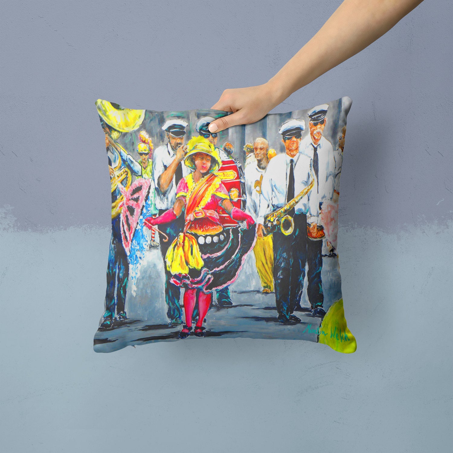 Mardi Gras Dancin' in the Street Fabric Decorative Pillow MW1324PW1414 - the-store.com