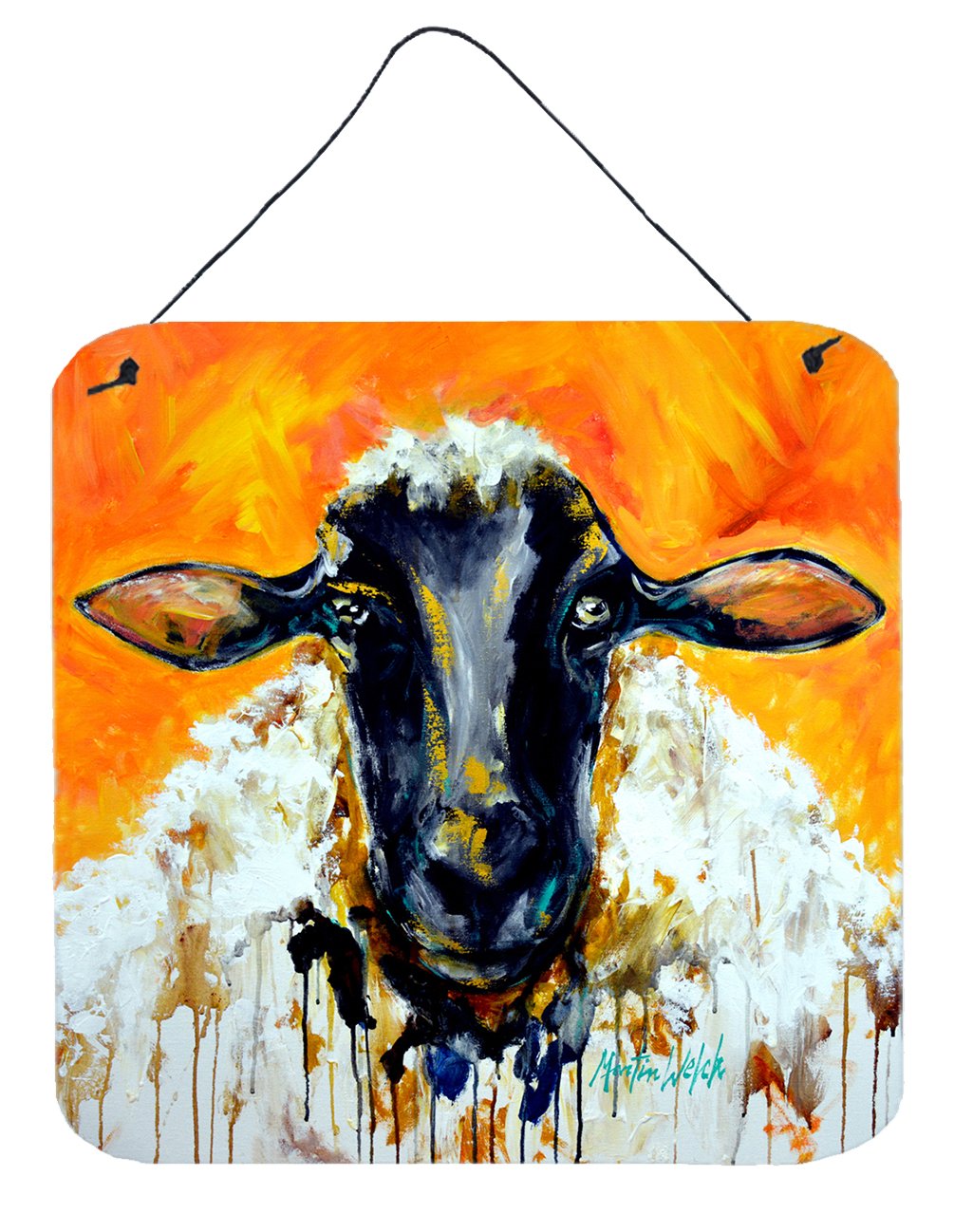 Peach Wool Sheep Wall or Door Hanging Prints MW1343DS66 by Caroline&#39;s Treasures