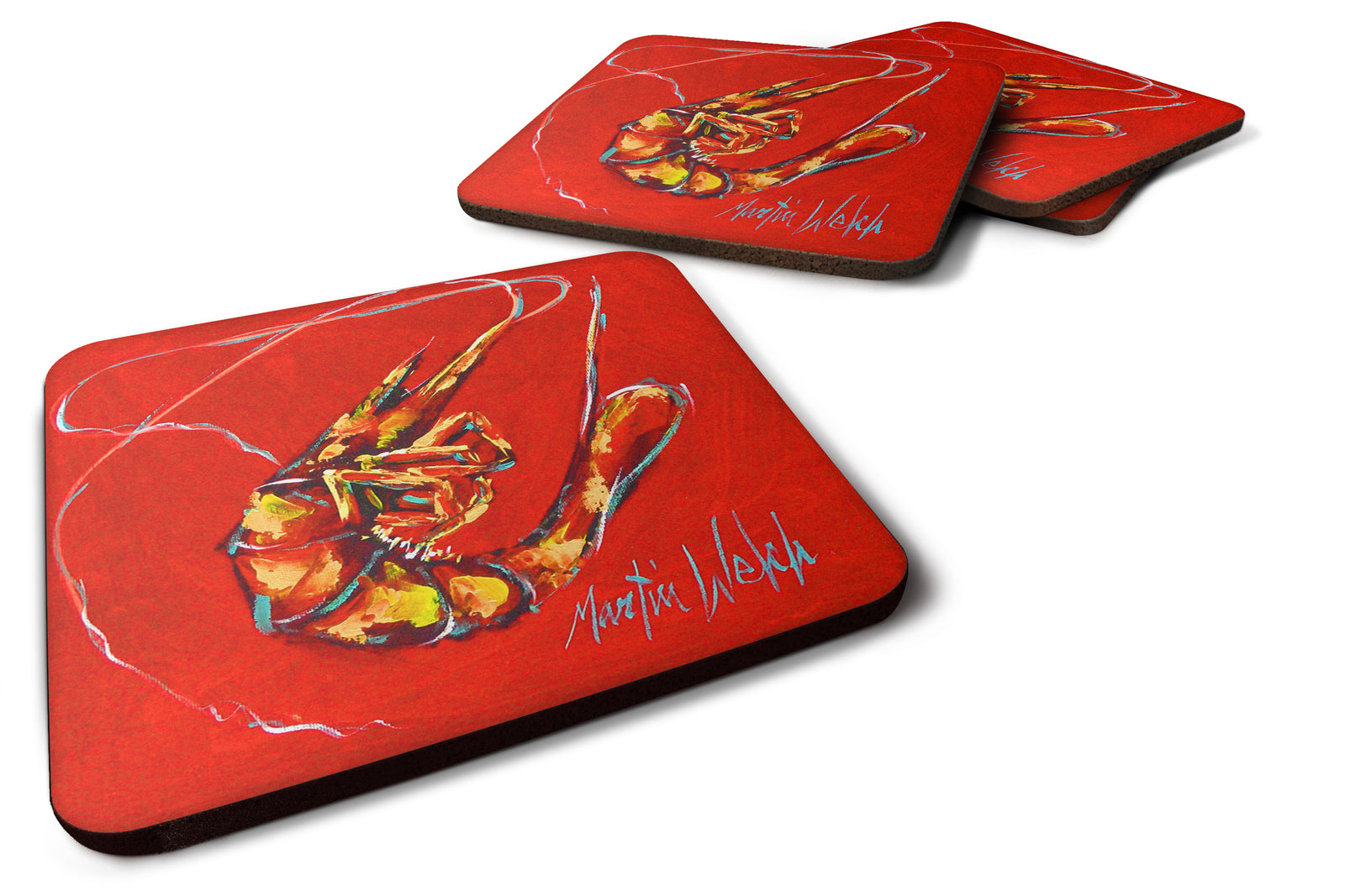 Red Shrimp Foam Coaster Set of 4 MW1347FC - the-store.com