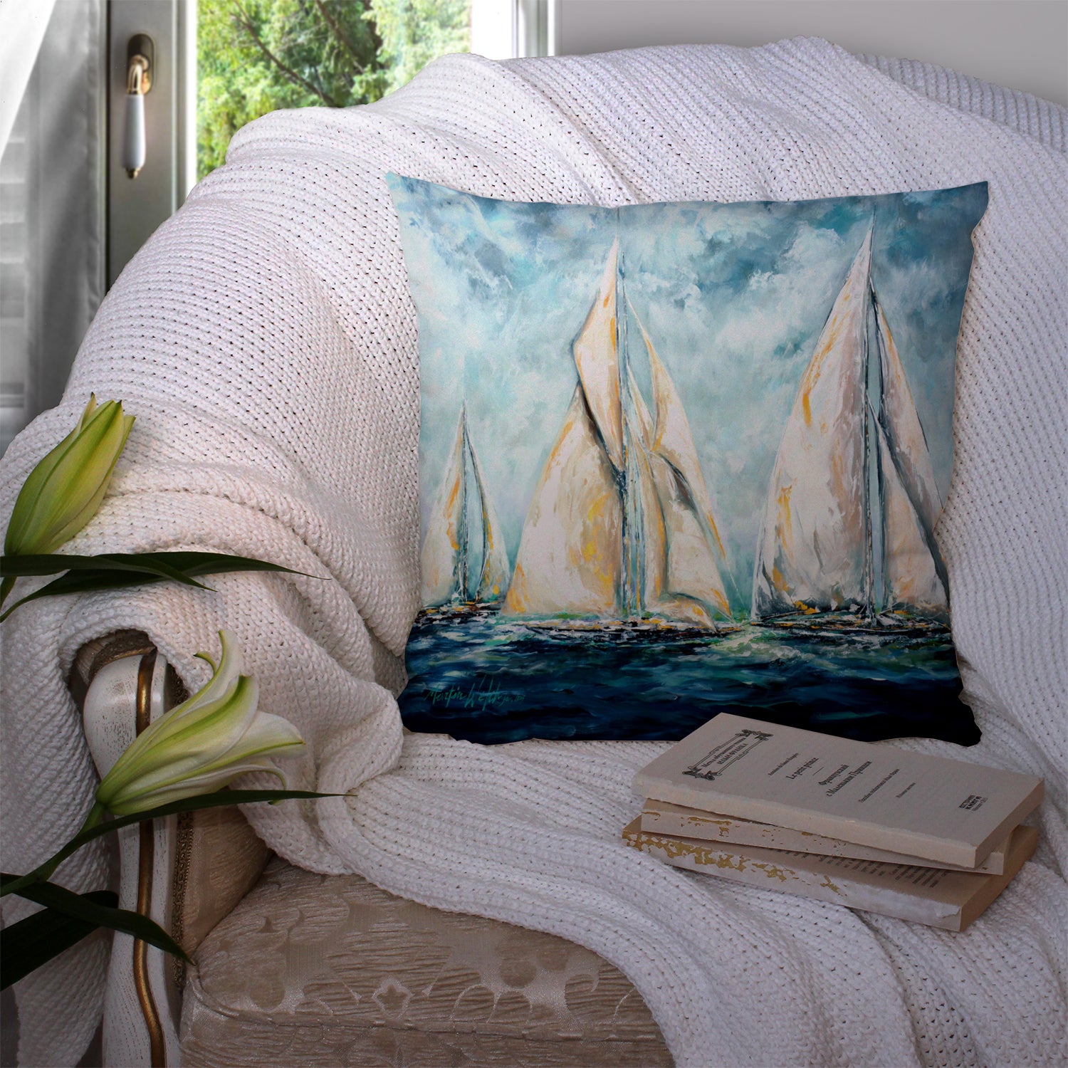 Sailboats Last Mile Fabric Decorative Pillow MW1355PW1414 - the-store.com