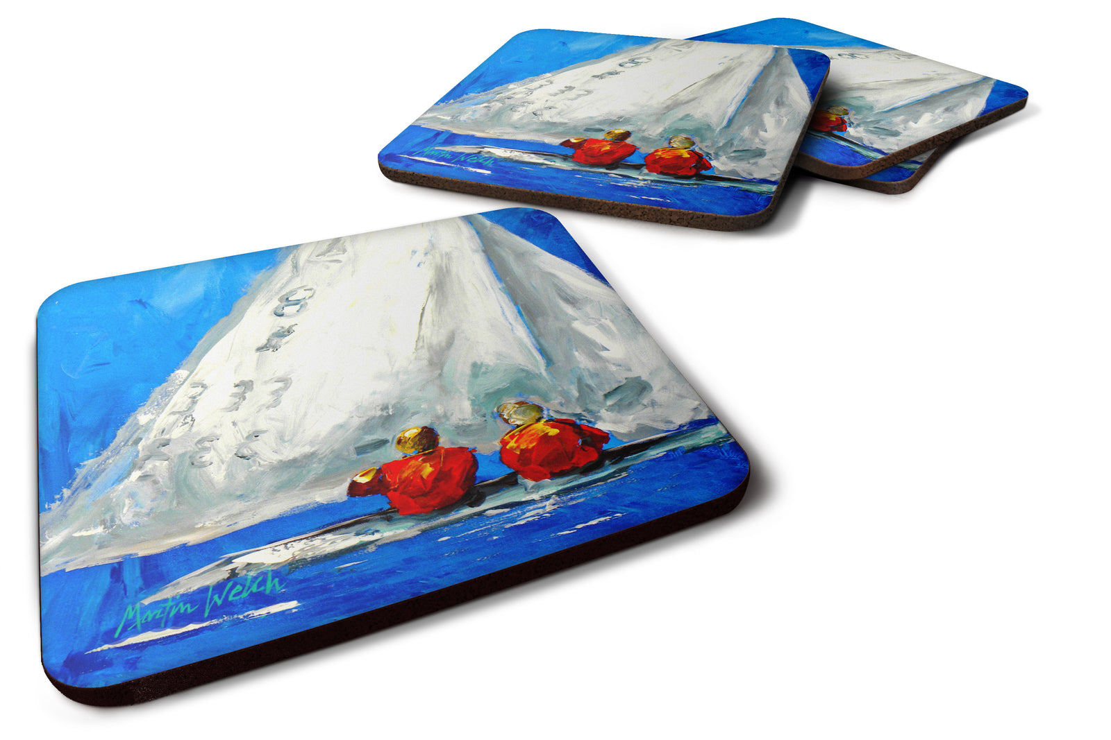 Sailboat Two's Company Foam Coaster Set of 4 MW1360FC - the-store.com