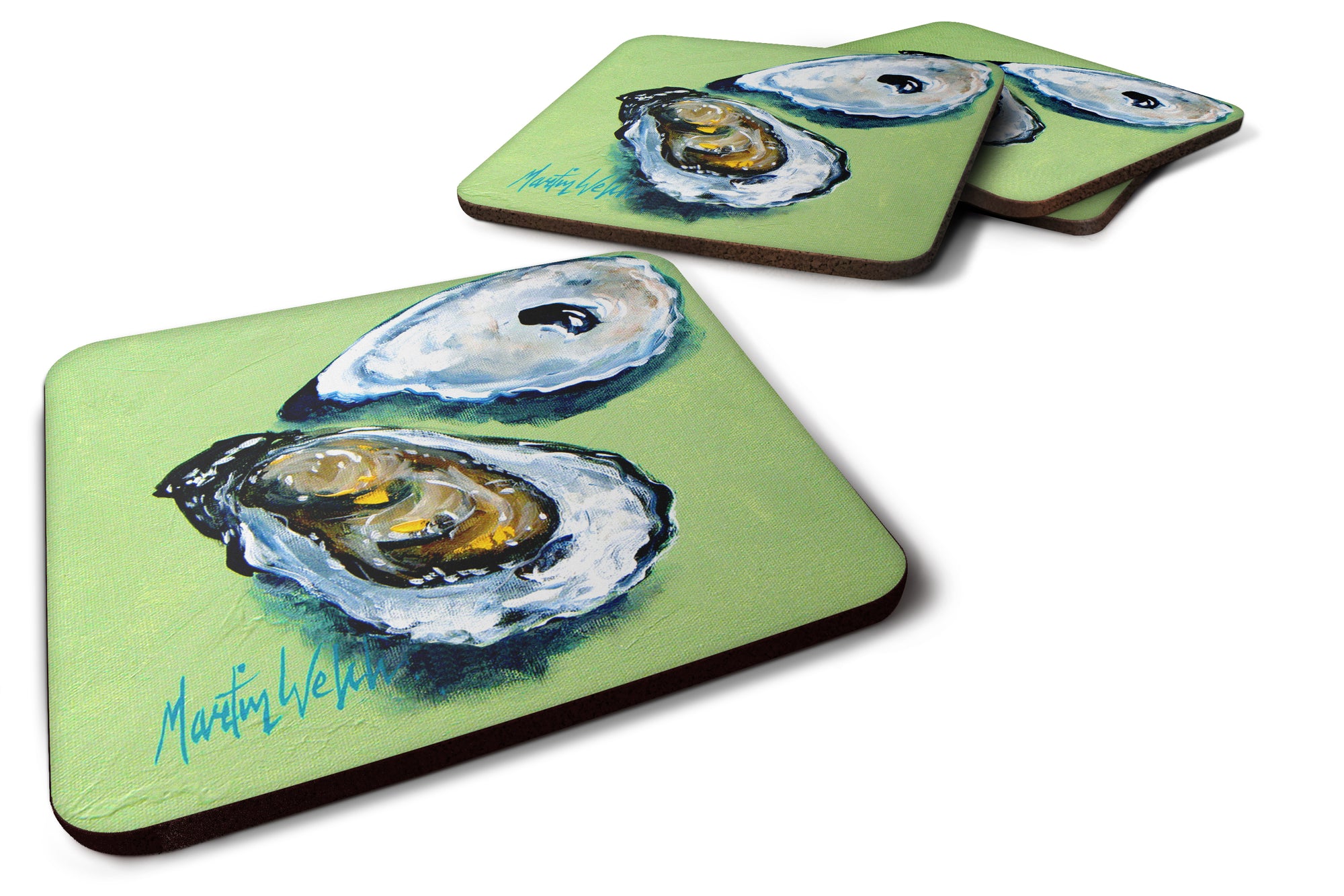 Two Shells Oyster Foam Coaster Set of 4 MW1361FC - the-store.com